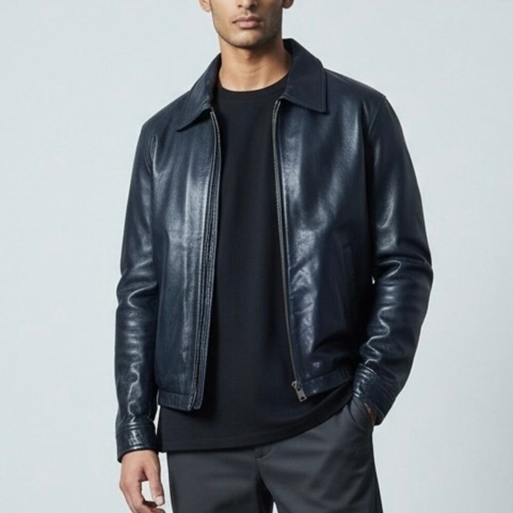 Vintage Adler Men's Black Genuine Lambskin Leather Jacket Small Y2K